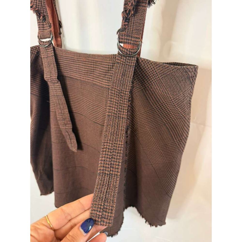 NWT Free People Rowan Plaid Pinafore Skirt Herringbone Plaid Mini Skirt sz. 12 - Picture 6 of 8